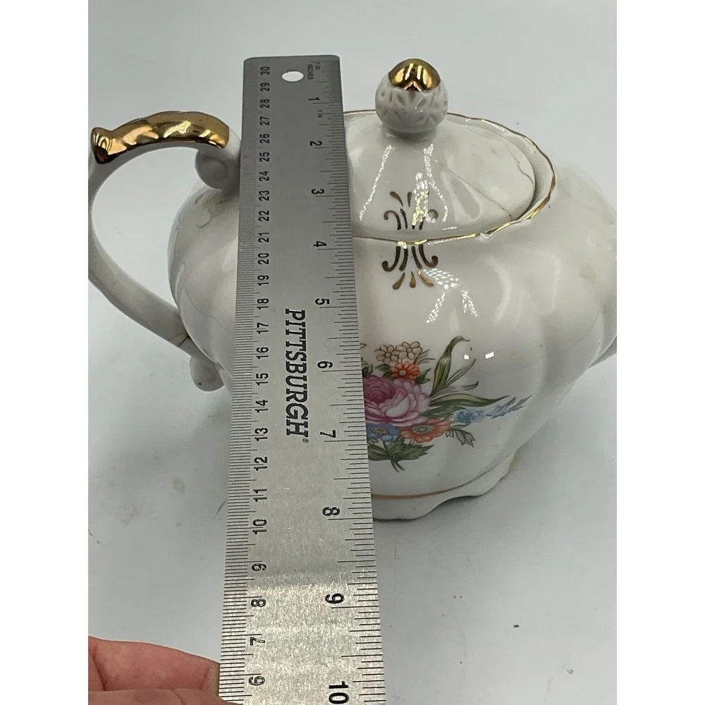 Vintage Porcelain‎ Teapot with Music Box - Floral Design
